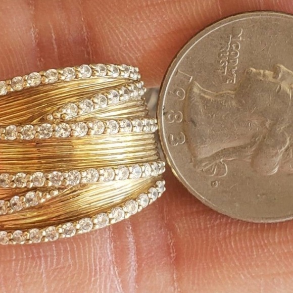 Wide Band CZ gold plated ring 8.5 - Picture 6 of 11